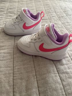 Nike Toddler Pink Purple And White Court Borough Shoes Size 4C