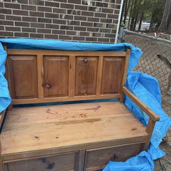 Wooden bench with drawers