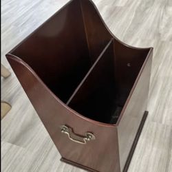 Vintage Solid Cherry Wood Magazine Rack