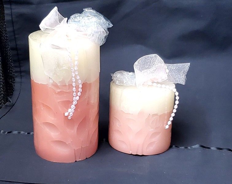 Rose Carved Sides - Pillar Candle Set