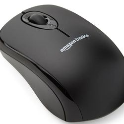 Amazon Basics 2.4 Ghz Wireless Optical Computer Mouse with USB Nano Receiver, Black

