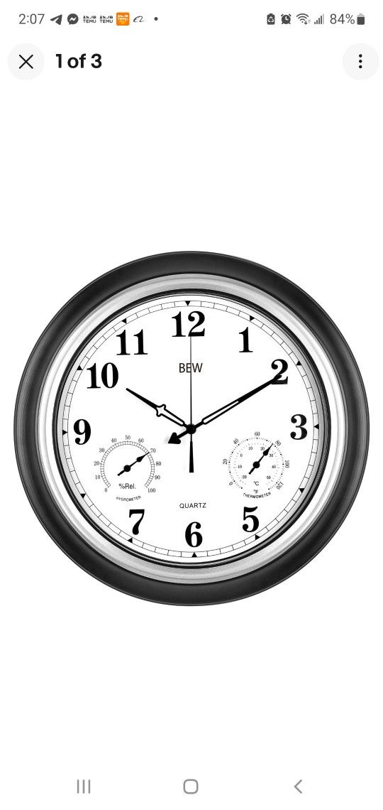 
⏰ Brand New BEW 18” Outdoor Clock – Weatherproof with Thermometer & Hygrometer