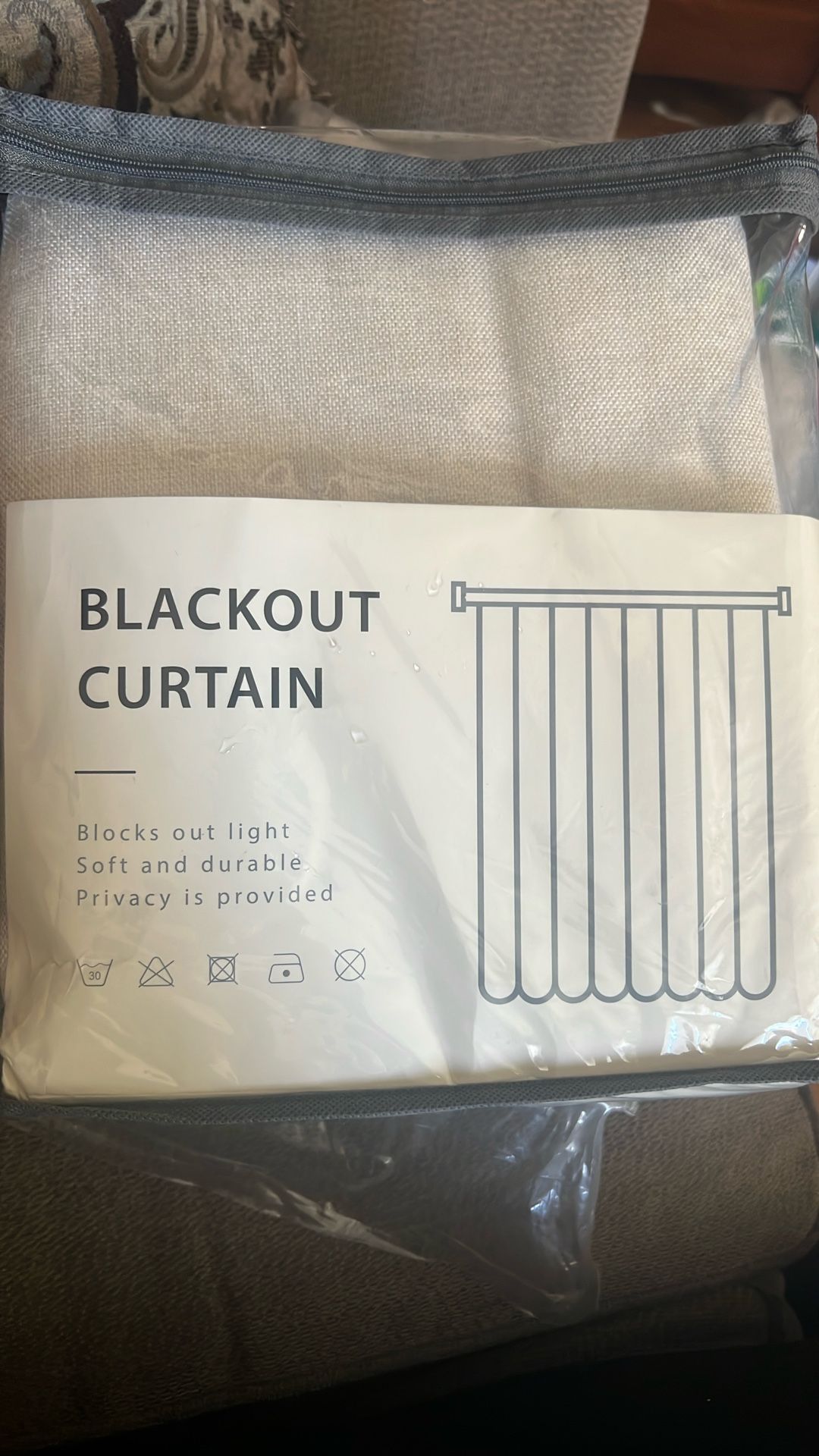 One Set of black out Curtains size 50” W x 84” L (2 Panels)