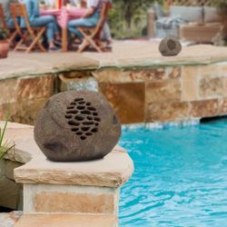 Weather-resistant Bluetooth Solar-Powered Outdoor Wireless Rock Speaker – Set of 2