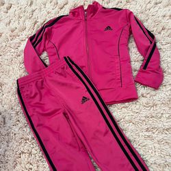 Adidas Pink Toddler Girl 4t Track Suit Jacket And Pants