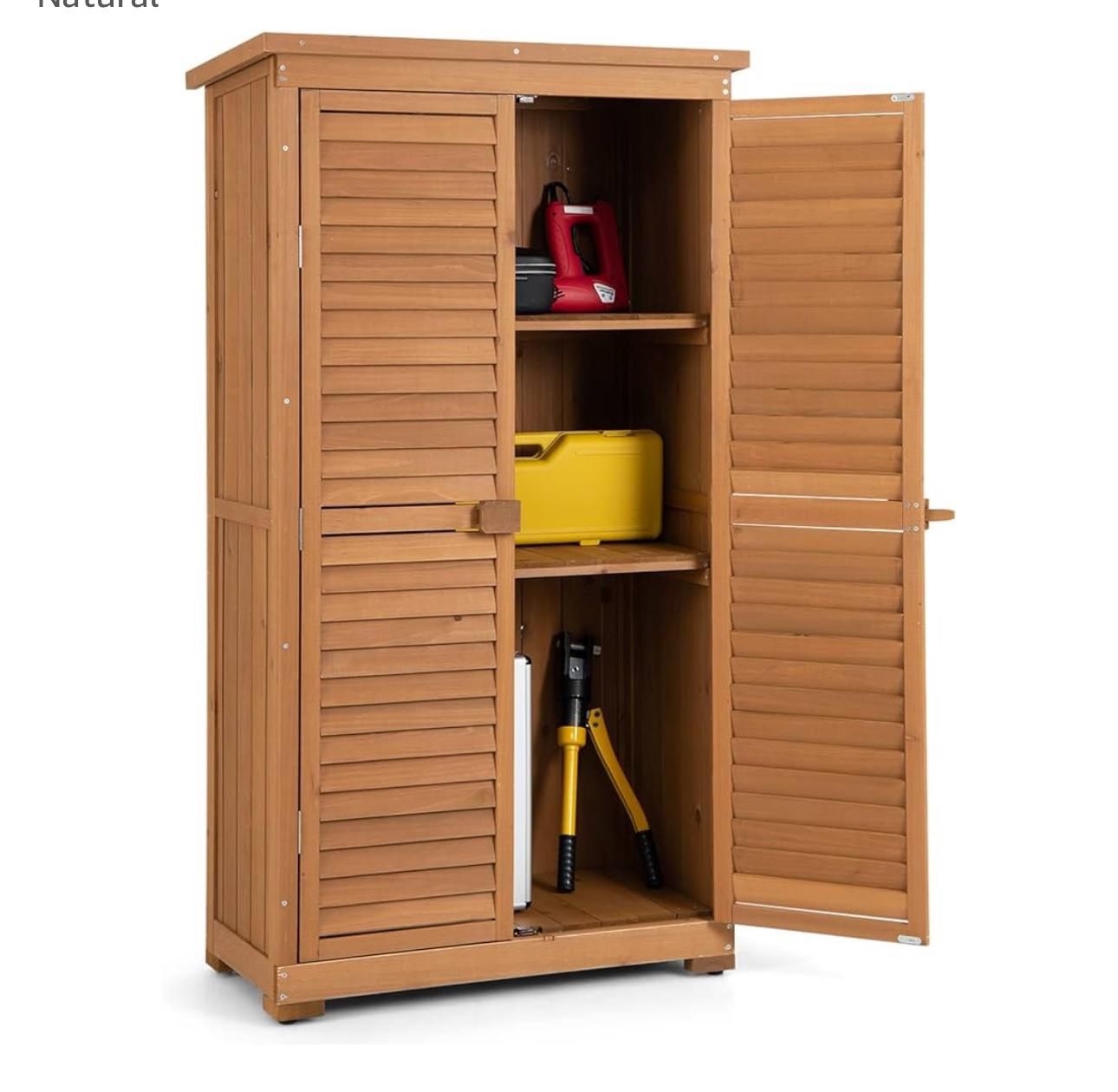 Outdoor Storage Cabinet, 63" Wood Garden Tool Shed 