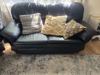 Leather Couch Set with Ottoman