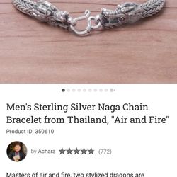 sterling silver naga chain bracelet