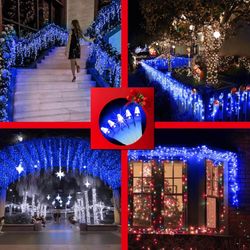 1620 LED  Outdoor Lights with 360 Drops 164ft Hanging Curtain Lights  8 Modes Timer & Memory