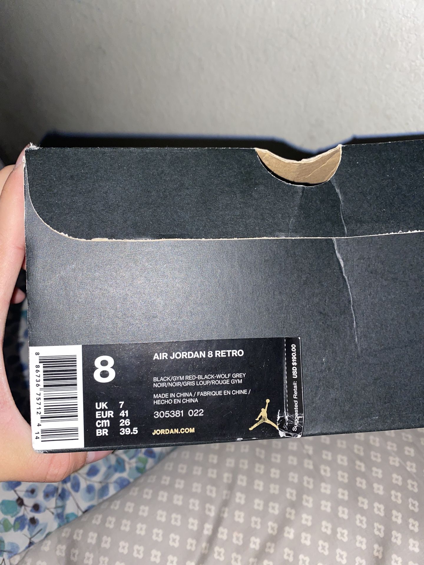 Black Jordan 8 Size 8