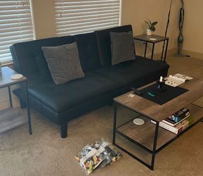 Futon Couch Bed w/ USB & Cupholders