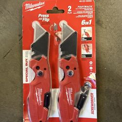 Milwaukee Tool 48-22-1505D Fastback 6-In-1 Folding Utility Knife (2-pack)