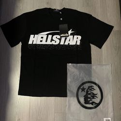 Black and White Hellstar Rhinestone Shirt