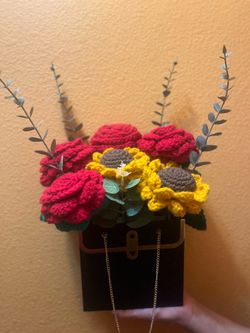 Crocheted flower bags