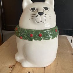 Christmas Cat Cookie Jar