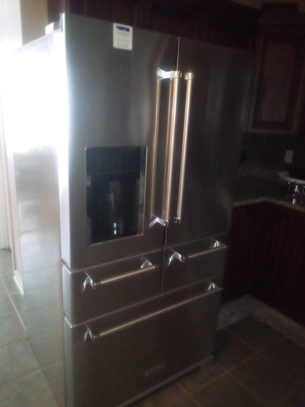 Large 5 Door Stainless KitchenAid Refrigerator 