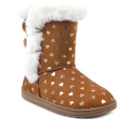BRAND NEW Jumping Beans NORAA TODDLER GIRL FAUX-FUR WINTER BOOTS Chestnut 7T NWT