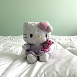 Hello Kitty With Pink Teddy Bear 9" Plush Stuffed Animal Sanrio Fluffy Heart Bow