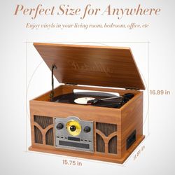 10-in-1  Record Player with Built-in Speakers Wireless Playback#1427FY3