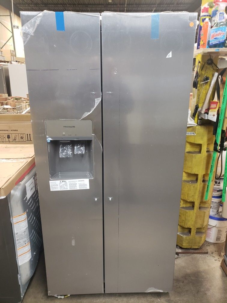 Brand New Side By Side Stainless Steel Frigidaire Refrigerator