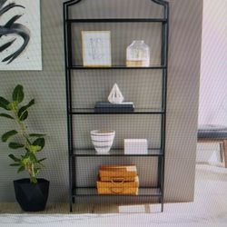 New In Box Black Metal W Glass Shelves Etegere 