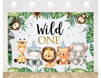 Wild One Happy Birthday Banner Jungle Themed