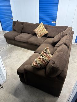 Chocolate Brown Corduroy / plush L shape Sectional Sofa ( Extra for delivery)