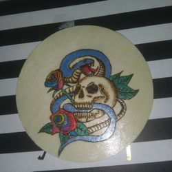 Handrawn Pyrography Colored Woodburned Pic