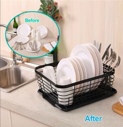 Moving Sale! Dish Drying Rack Set w/ Drain Tray & Utensil Holder – $7 (SW Las Vegas)