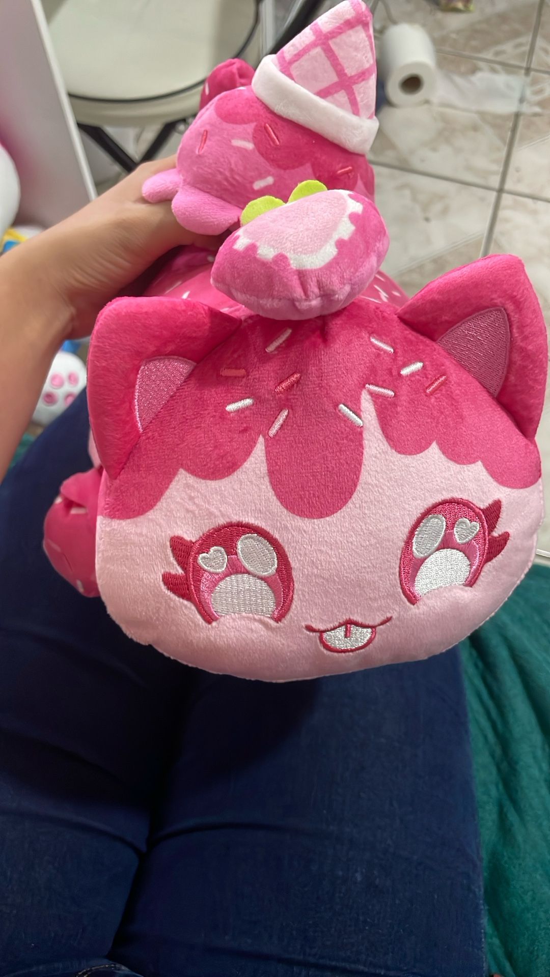 cute strawberry ice cream cat stuffed animal 