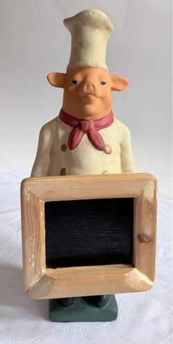 Pig Chef Figurine with Chalkboard