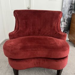 Vintage Red Velvet Wingback Chair 