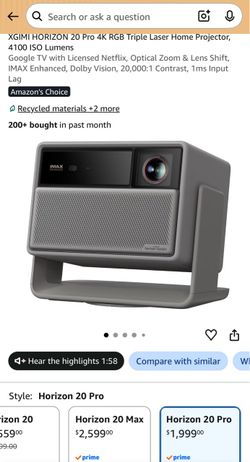 Horizon 20 Pro 4K RGB Triple Laser Projector