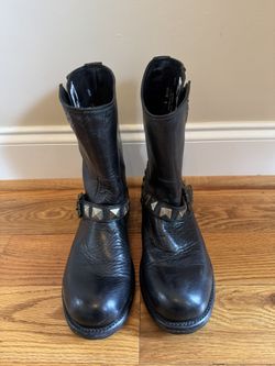 Mens Size 8 1/2 Frye Black Leather Boots 