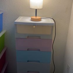 Lamp And  Plastic Dresser