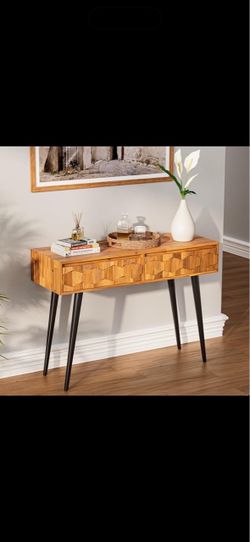 Wood Console Table with Two Drawers