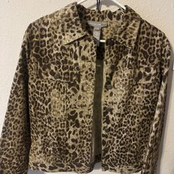 Jones New York Leopard, Jean Jacket Size Large