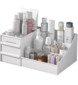 BRAND NEW IN BOX RIIPOO Makeup Organizer with Drawers, Countertop Organizer for Bathroom, Bedroom Desk, Vanity, Cosmetics Organizer for Skin Care,Brus