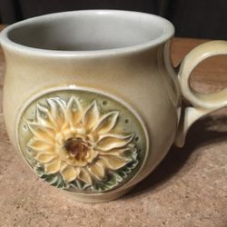 Ditmar Urbach Mug/Cup Sand Colored With Sunflower Czechoslovakia