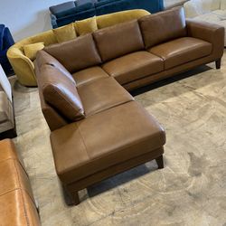 Mayfair Tan Leather Left Sectional Sofa