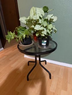 Round glass side tables