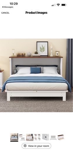 White Wood Murphy Trunk Bed & Trifold Mattress