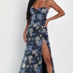 Lulus Black Floral Maxi Dress (size S)