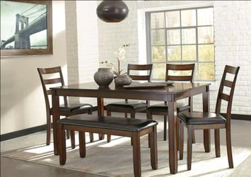 Ashley Dining Set w Bench, Leatherette