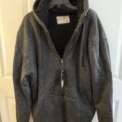 men's sherpa-lined, full-zip hoodie in a dark gray/black speckled xxl