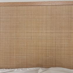 Must Go by Sat: Mid-Century Cane & Wood Platform Bed Frame (king)