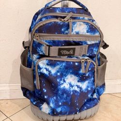 Tilami Rolling Backpack 18 inch Wheeled Laptop Backpack, Galaxy Blue