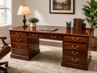 Traditional Wood Executive Desk with Drawers