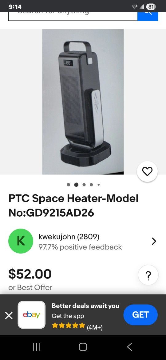 RISLG PTC SPACE HEATER CONTROL REMOTE MODEL. GD9125AD26