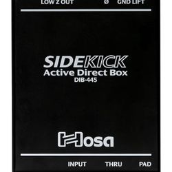Hosa DIB-445 SideKick Active Direct Box  Direct box for live sound or recording Perfect for guitar, bass, keyboards, and more Longer cable runs withou